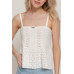 Flower Trim Detail Pointelle Spring Sweater