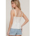 Flower Trim Detail Pointelle Spring Sweater