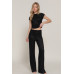 Short Slv Top & Flare Pants Set
