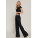 Short Slv Top & Flare Pants Set