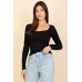 Square Neck Long Sleeve Top