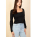 Square Neck Long Sleeve Top