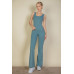 Solid Flare Leg Sports Jumpsuit