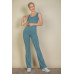Solid Flare Leg Sports Jumpsuit
