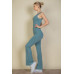 Solid Flare Leg Sports Jumpsuit
