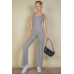 Solid Flare Leg Sports Jumpsuit