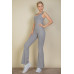 Solid Flare Leg Sports Jumpsuit
