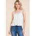 Lace Peplum Tie Front Ribbed Cami Top