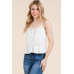 Lace Peplum Tie Front Ribbed Cami Top