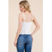 Lace Peplum Tie Front Ribbed Cami Top