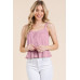 Lace Peplum Tie Front Ribbed Cami Top