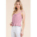 Lace Peplum Tie Front Ribbed Cami Top
