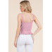 Lace Peplum Tie Front Ribbed Cami Top
