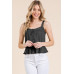Lace Peplum Tie Front Ribbed Cami Top