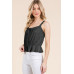 Lace Peplum Tie Front Ribbed Cami Top