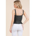 Lace Peplum Tie Front Ribbed Cami Top