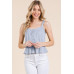 Lace Peplum Tie Front Ribbed Cami Top