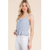 Lace Peplum Tie Front Ribbed Cami Top