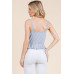 Lace Peplum Tie Front Ribbed Cami Top