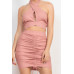 Cross Halter Top & Ruched Skirts Set