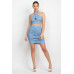 Cross Halter Top & Ruched Skirts Set