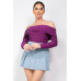 Off-shoulder Glittery Long Sleeve Bodysuit