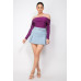 Off-shoulder Glittery Long Sleeve Bodysuit
