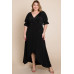 Plus Size Solid Venezia Faux Wrap Maxi Dress