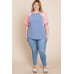 Plus Size Neon Animal Print Contrast Casual Top