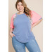 Plus Size Neon Animal Print Contrast Casual Top