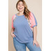 Plus Size Neon Animal Print Contrast Casual Top