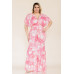 Printed Venesia Tie Waist Mermaid Maxi Dress
