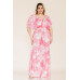 Printed Venesia Tie Waist Mermaid Maxi Dress