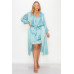 Satin Strap Dress With Self Belt Coat Set