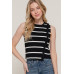 Sleeveless Diagonal Shape Stripe Spring Sweater