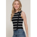 Sleeveless Diagonal Shape Stripe Spring Sweater