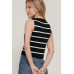 Sleeveless Diagonal Shape Stripe Spring Sweater