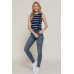 Sleeveless Diagonal Shape Stripe Spring Sweater