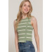 Sleeveless Diagonal Shape Stripe Spring Sweater