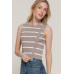 Sleeveless Diagonal Shape Stripe Spring Sweater