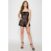 Shirred Ribbon Lace Corset Romper
