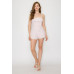 Shirred Ribbon Lace Corset Romper