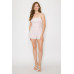 Shirred Ribbon Lace Corset Romper