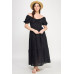 Front Tie Puff Sleeve Tired Maxi Dress