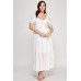 Front Tie Puff Sleeve Tired Maxi Dress