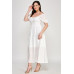 Front Tie Puff Sleeve Tired Maxi Dress