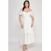 Front Tie Puff Sleeve Tired Maxi Dress