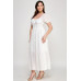 Front Tie Puff Sleeve Tired Maxi Dress