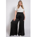 Washed Satin Wide Pants With Waist Smocked