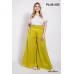 Washed Satin Wide Pants With Waist Smocked